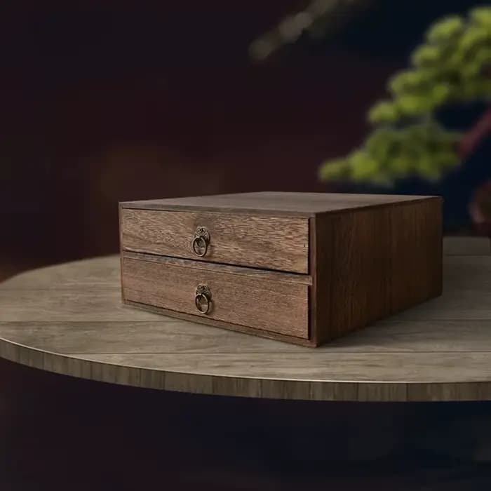 Boîte de rangement de thé multicouche Vintage en bois massif