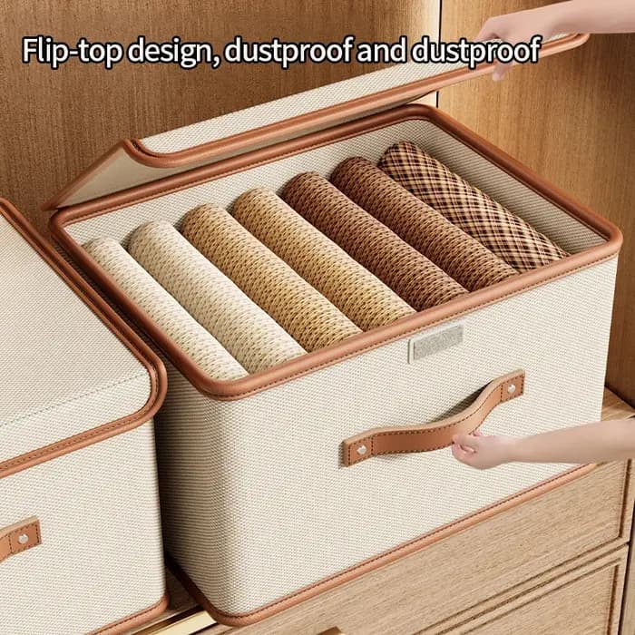 Boîte de rangement pliable en cuir PU pour vêtements