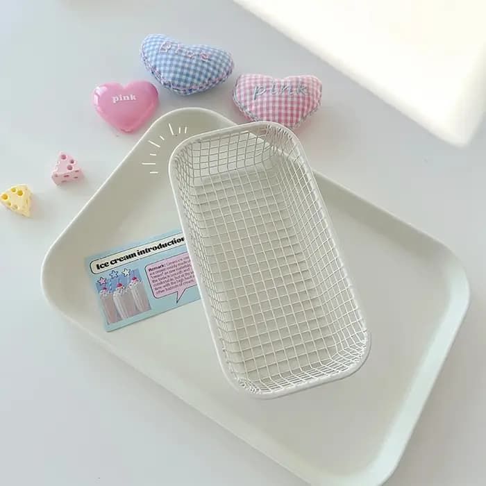 Panier de rangement de bureau INS, panier organisateur d'articles divers en métal, étui pour cartes photo, papeterie de bureau, fournitures pour la maison, support de tri de maquillage