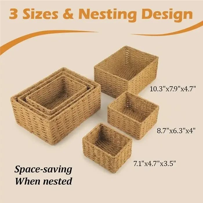 Paniers de rangement rectangulaires tissés BSEVB pour étagères