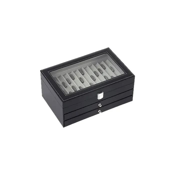 Boîte de rangement anti-poussière pour stylo noir de luxe de grande capacité