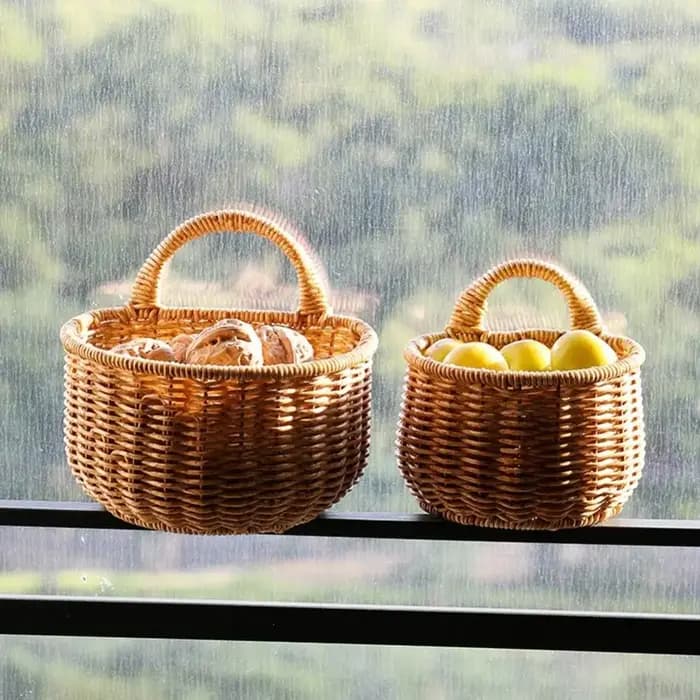 Panier mural en osier tressé pour fruits et légumes