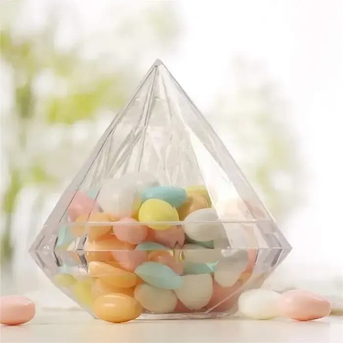 Boîtes à Bonbons Transparentes en Forme de Diamant