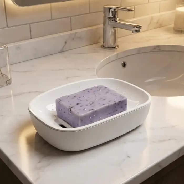 Boîte à Savon Double Couche à Séchage Rapide en Plastique Étanche avec Drainage Antidérapant, Support de Rangement Gain de Place pour Salle de Bain