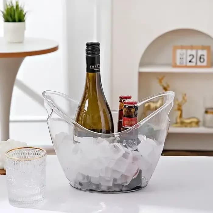 Nouveau seau de stockage de glaçons en plastique transparent 4L/8L ou bouteilles de Champagne refroidisseur de glace décor de Bar pour la cuisine à la maison Bar café utilisation