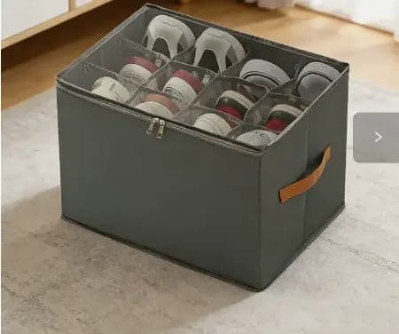 Organisateur de chaussures pliable en tissu Oxford avec couvercle