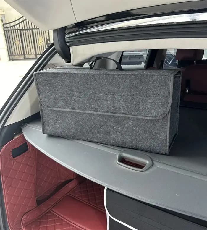 Boîte de rangement souple en feutre pour coffre de voiture - Grand organisateur de compartiments antidérapant