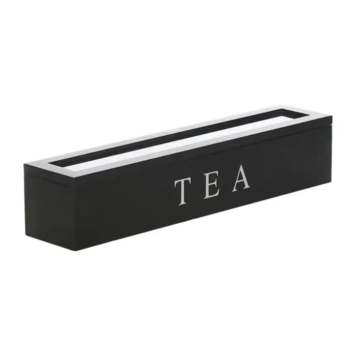 Boîte de rangement en bois pour sachets de thé, style à rabat, avec fenêtre transparente, porte-sach