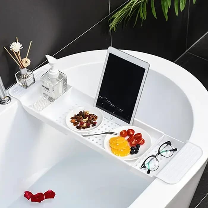 Support de rangement de baignoire rétractable multifonction, plateau de bain, étagère de rangement d