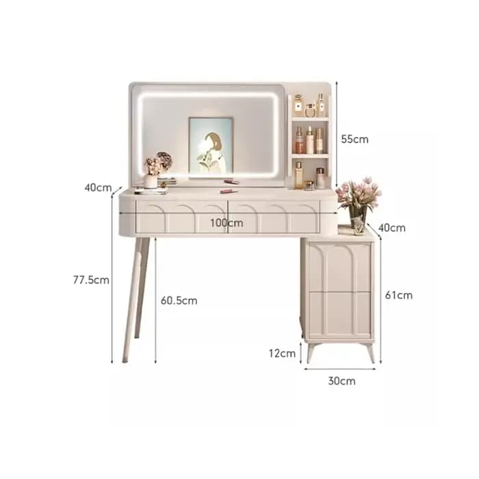 Miroir De maquillage Coiffeuse rangement moderne avec tiroirs Table De vanité gain De place