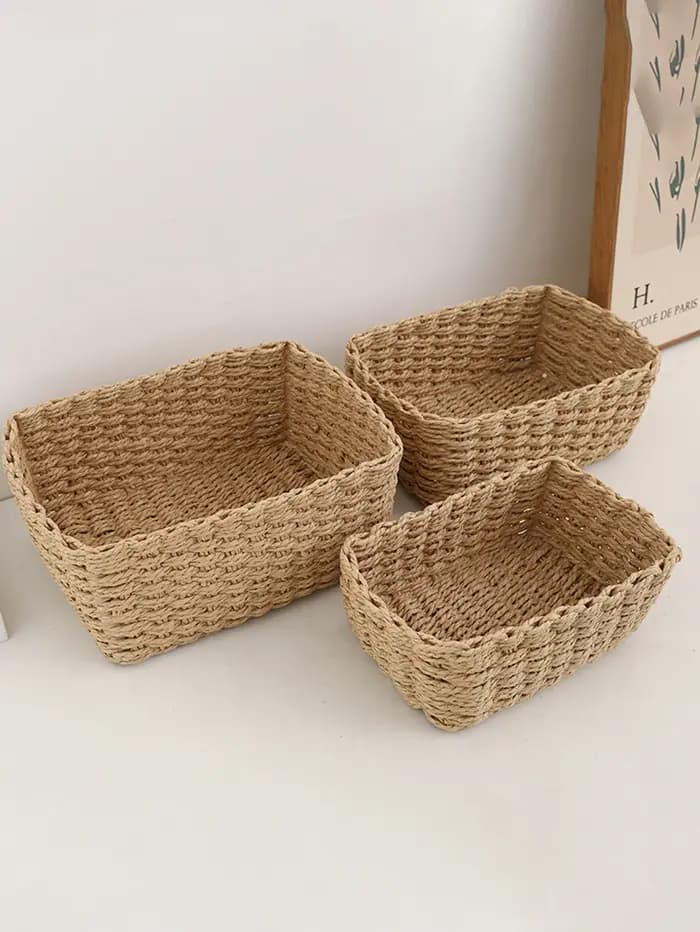 Panier de rangement tissé à la main — Organisateur pour la maison et le bureau