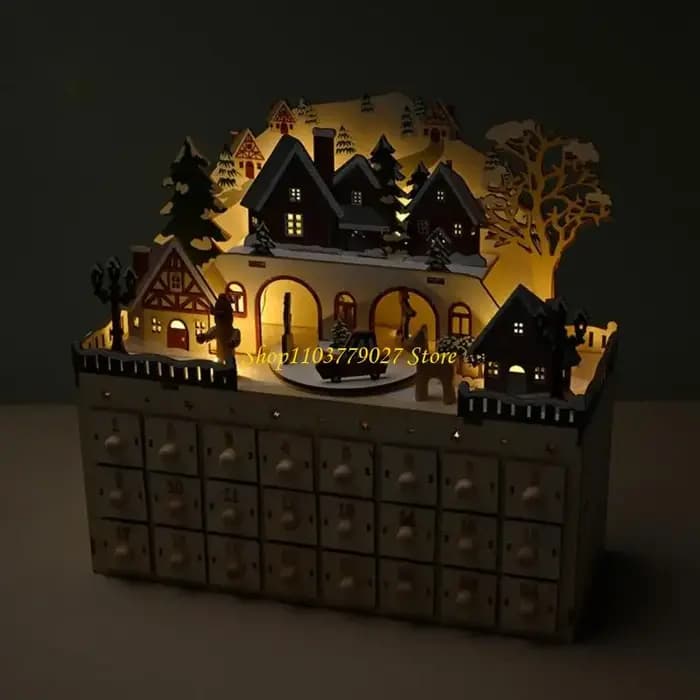C4DF – armoire calendrier compte à rebours noël en bois