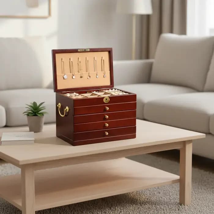 Boîte à bijoux en bois massif