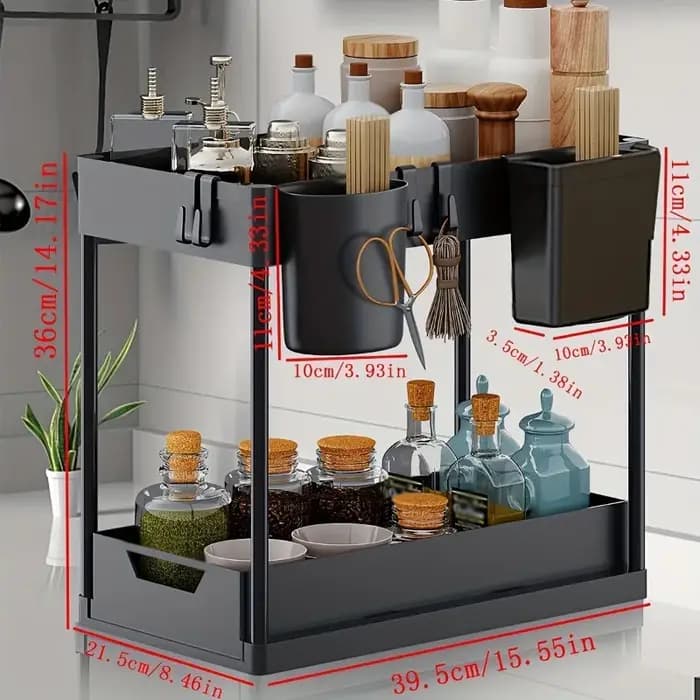 Organisateur d'évier de cuisine multifonction à 2 niveaux