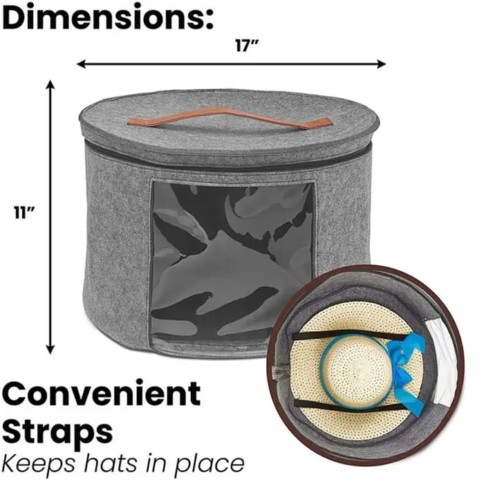 Grande Boîte de Rangement pour Chapeaux en Feutre