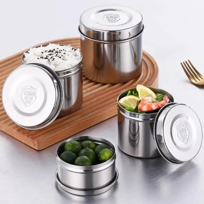 Conteneur cantine maison organisateur bouteille pot articles divers boîte de rangement 201 réservoir de stockage des aliments en acier inoxydable avec couvercle scellé thé