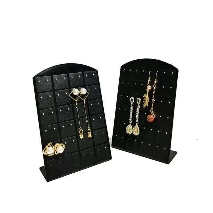 Présentoir de boucles d'oreilles en forme de L, boucles d'oreilles en plastique noir, support de rangement pour boucles d'oreilles, goujons et gouttes d'oreille, T1, 12 paires, 24/36 paires