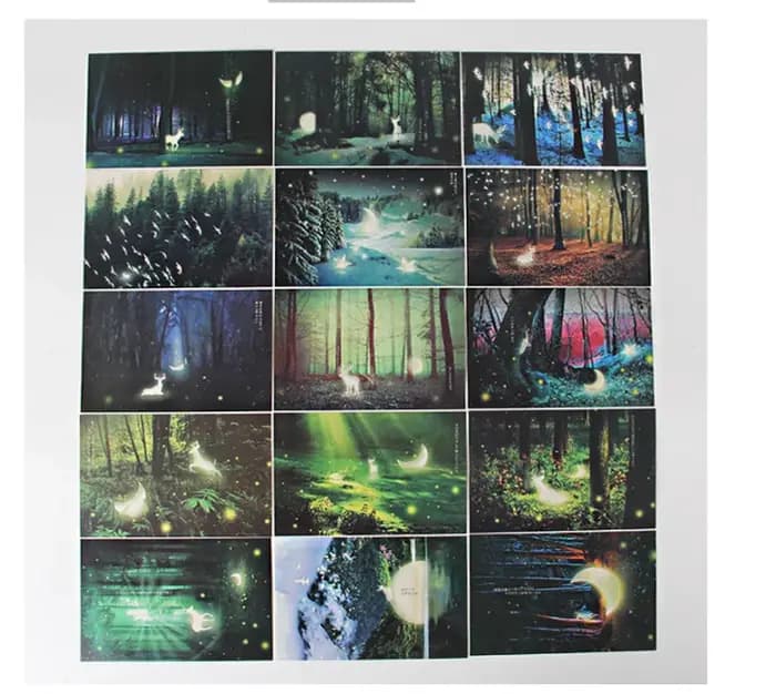 30 feuilles de carte postale lumineuse créative