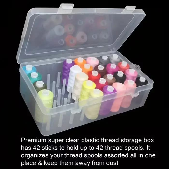 Boîte de rangement artisanale à 42 compartiments. Étui transparent et robuste pour fournitures de machines à coudre.