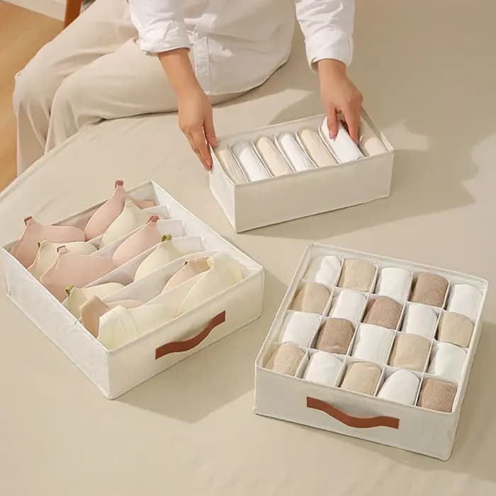 Organisateur de rangement pliable en coton pour lingerie