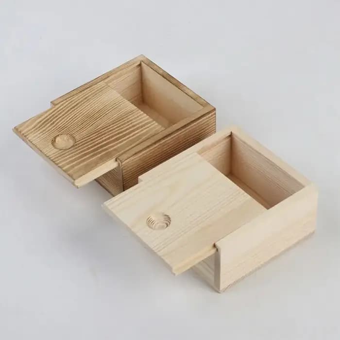 Boîte à bijoux en bois non finie avec couvercle coulissant