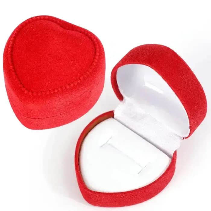 Flocage rouge coeur forme bagues boîtes bijoux boucles d'oreilles vitrines support boîte-cadeau bague de mariage boîte comptoir emballage anneaux