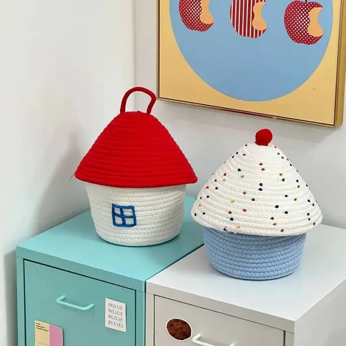 Mir de rangement tissé en fil de coton de style bohème