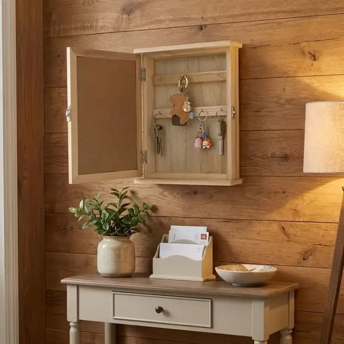Décoration murale : Boîte de rangement murale en bois pour clés