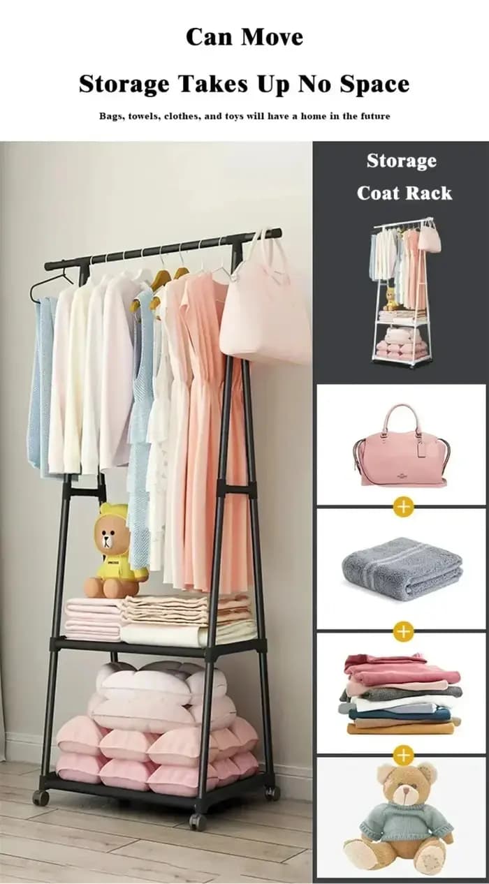 Rangement multifonctionnel dortoir vêtements support de séchage plancher debout porte-vêtements Simple