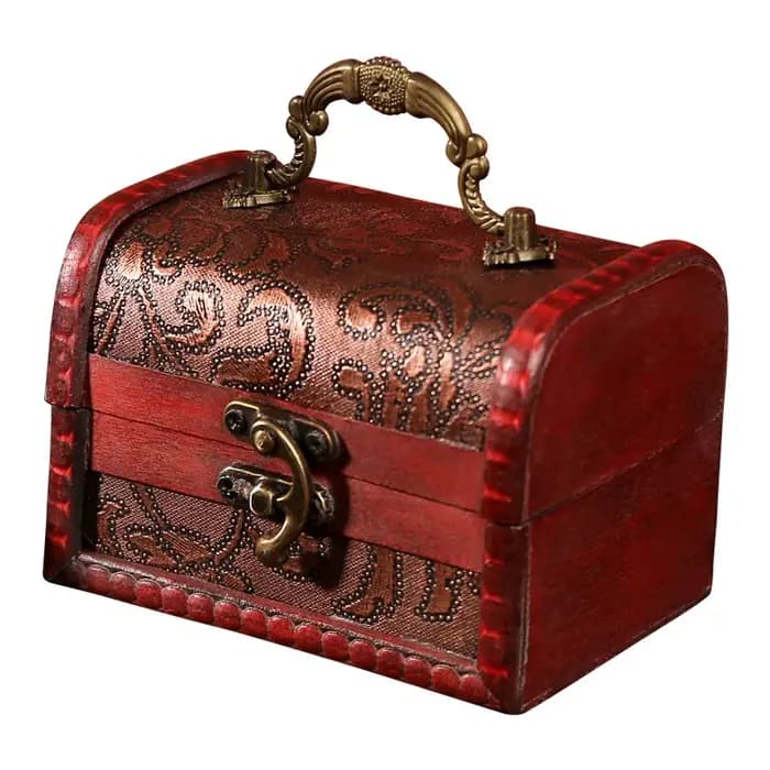 Boîte de rangement pour bijoux Yuan Datou en bois antique rétro avec cristal et pierre verte - Meilleure vente