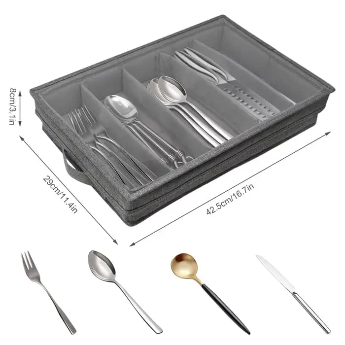 Mallette de rangement de couverts avec couvercle en PVC, boîte de rangement d'ustensiles pliable à 5