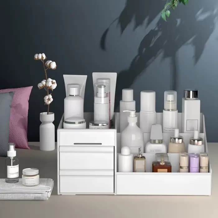 Nouveau tiroir boîte de rangement de maquillage finition dortoir étagère en plastique cosmétiques soins de la peau