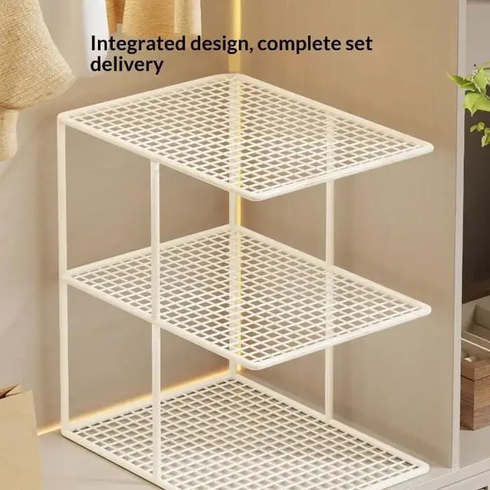 Étagère de rangement empilable en métal maillé à plusieurs niveaux pour armoire
