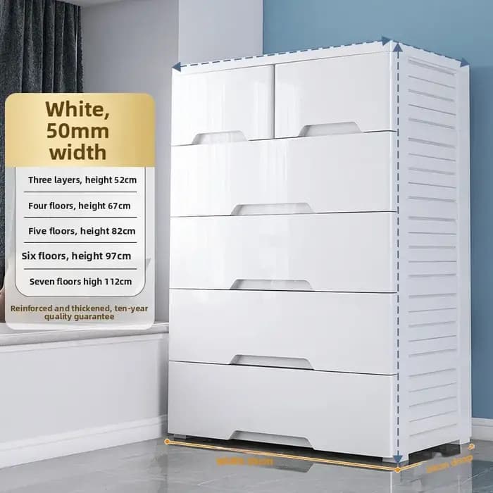 Armoire de rangement à tiroirs épais blanc