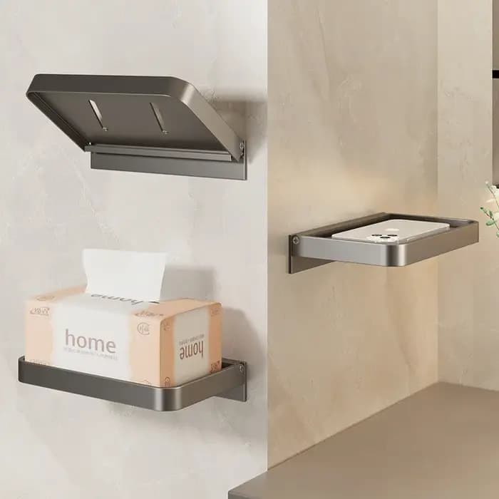 Étagère de salle de bain pliable sans perforation