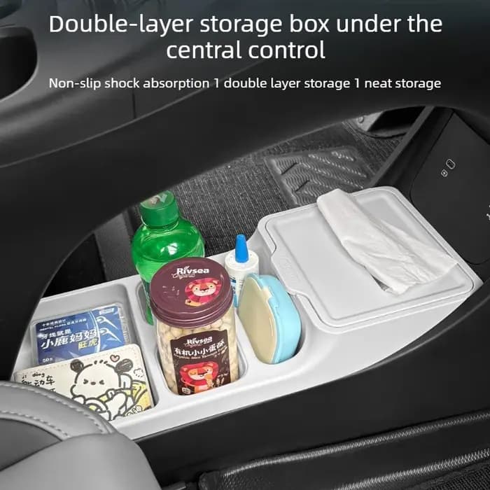 Boîte de rangement double couche pour console centrale Geely EX2/Xingyuan 2025-26