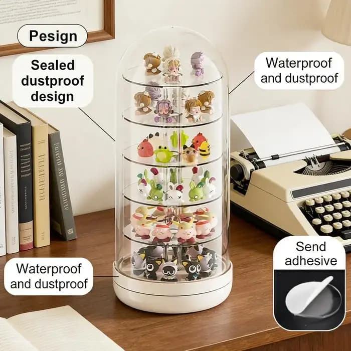 Boîte de présentation rotative transparente - Rangement multi-couches de grande capacité avec couvercle