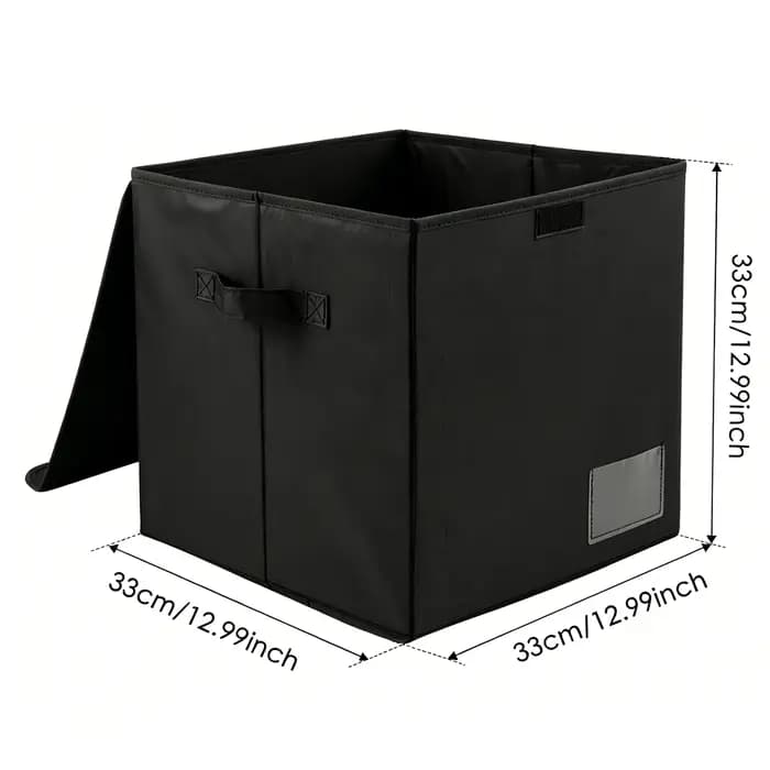 Boîte de rangement pour disques vinyles avec poignée et emplacement pour étiquette
