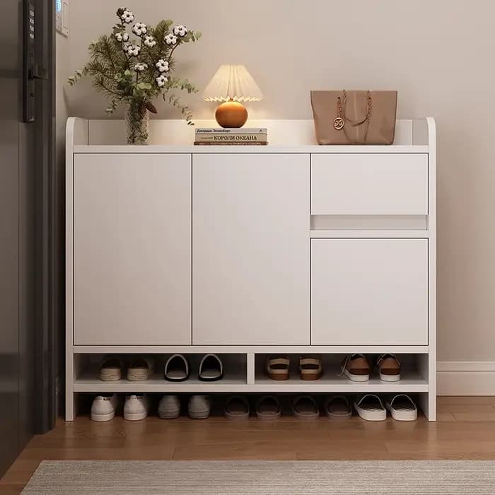Étagère à chaussures en bois blanc tiroir De maison gain De place