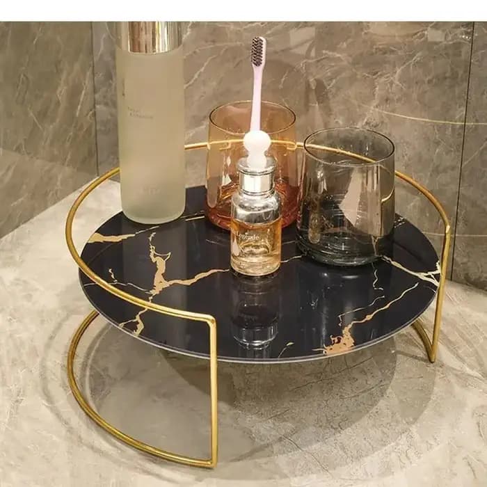Ensemble de rangement décoratif en verre marbré en métal