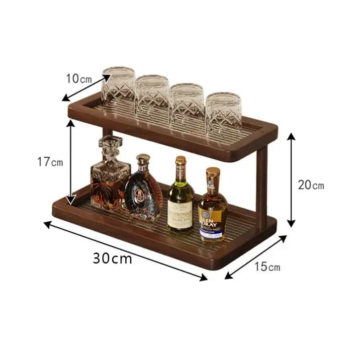 Étagère de comptoir en bambou à 2 niveaux avec fond en acrylique transparent, stockage de cosmétique