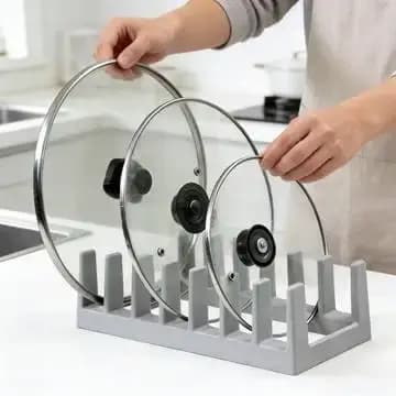 Étagère suspendue multifonctionnelle et peu encombrante compatible - Support pour couvercles de casseroles et égouttoir