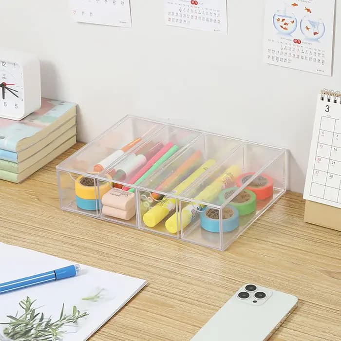 Boîte de rangement à tiroirs en plastique à 4 niveaux