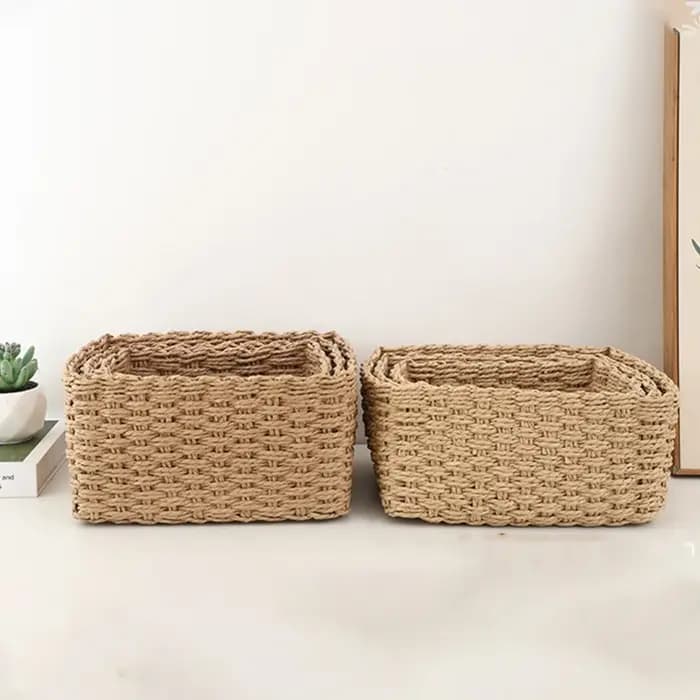 Panier de rangement tissé à la main — Organisateur pour la maison et le bureau