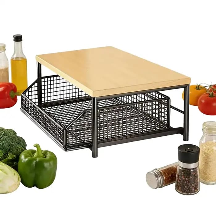 Étagère de rangement de cuisine verticale à 2 niveaux