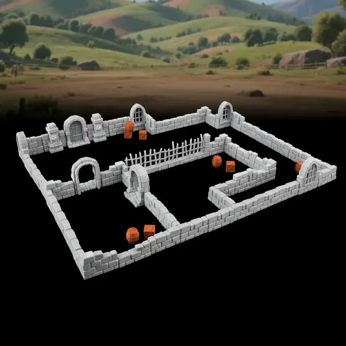 Ensemble de miniatures de terrain en pierre pour donjons RPG