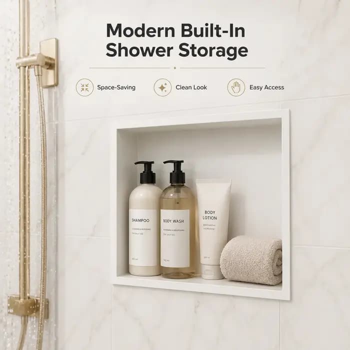 Niche de douche en acier inoxydable blanc mat 12 x 12 x 4 pouces