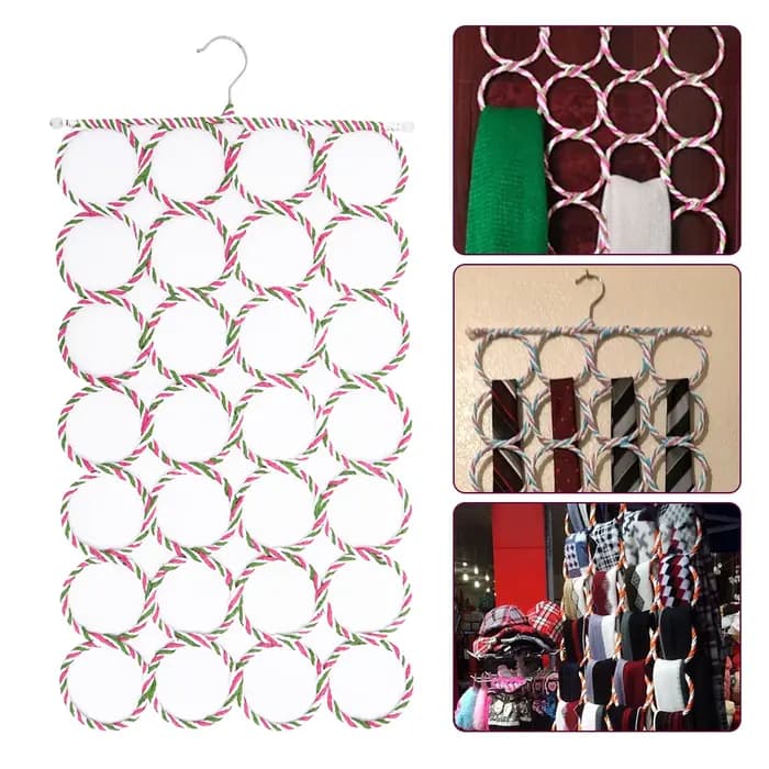 28 trous porte-écharpe pliable cravate ceinture crochet châle foulards organisateur rotin tissage cintre garde-robe support de rangement présentoir