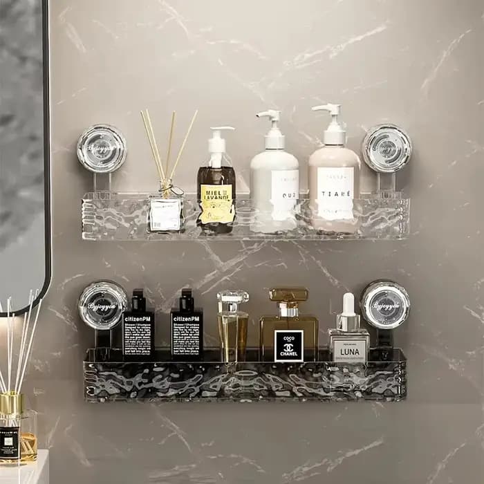 Étagère de rangement à ventouse ondulée pour salle de bain