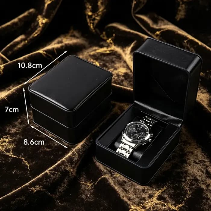 Boîte de rangement pour montre en cuir PU noir et vert